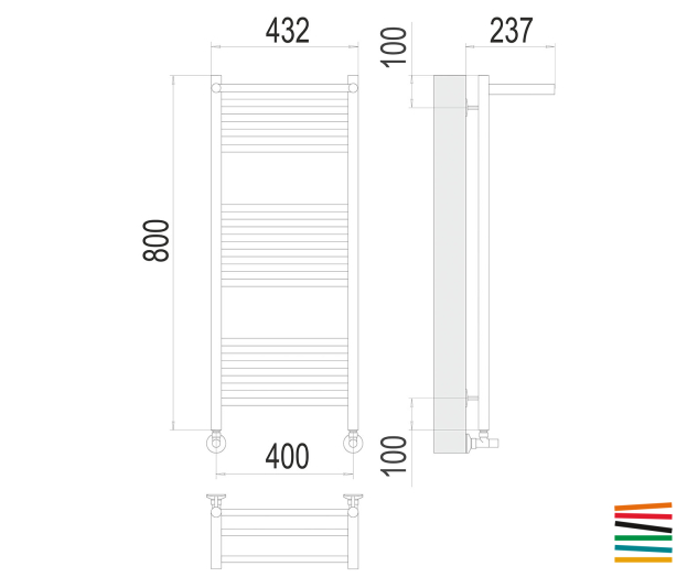 Полотенцесушитель 400х800 с полкой